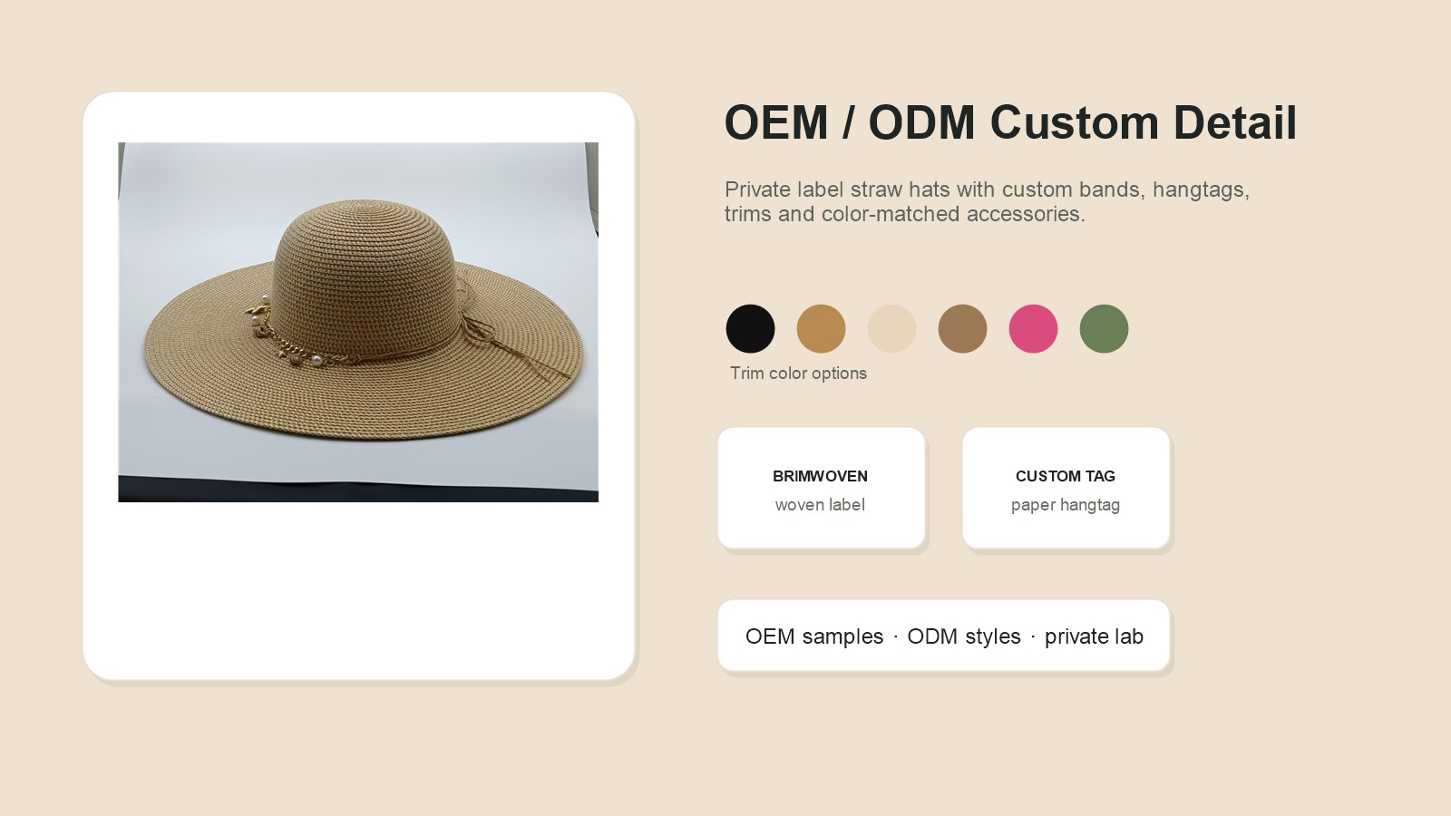 OEM private label customization details for straw hats