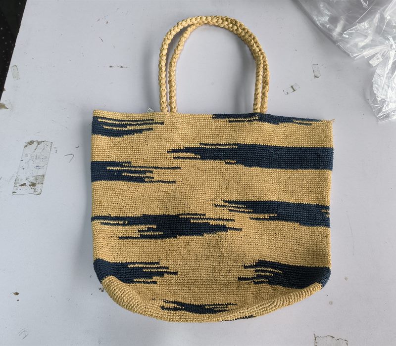 Woven straw beach bag